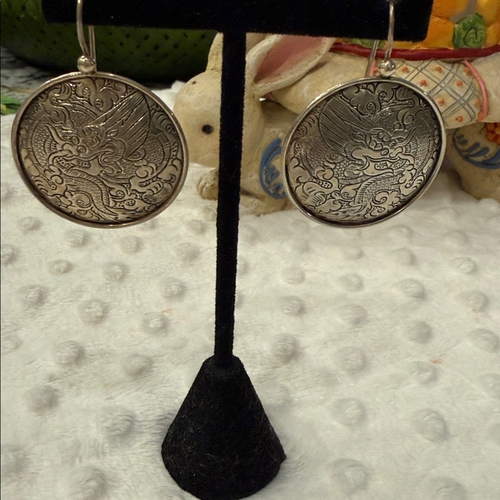 Silpada Retired asian dragon Sterling Silver Dangle Earrings